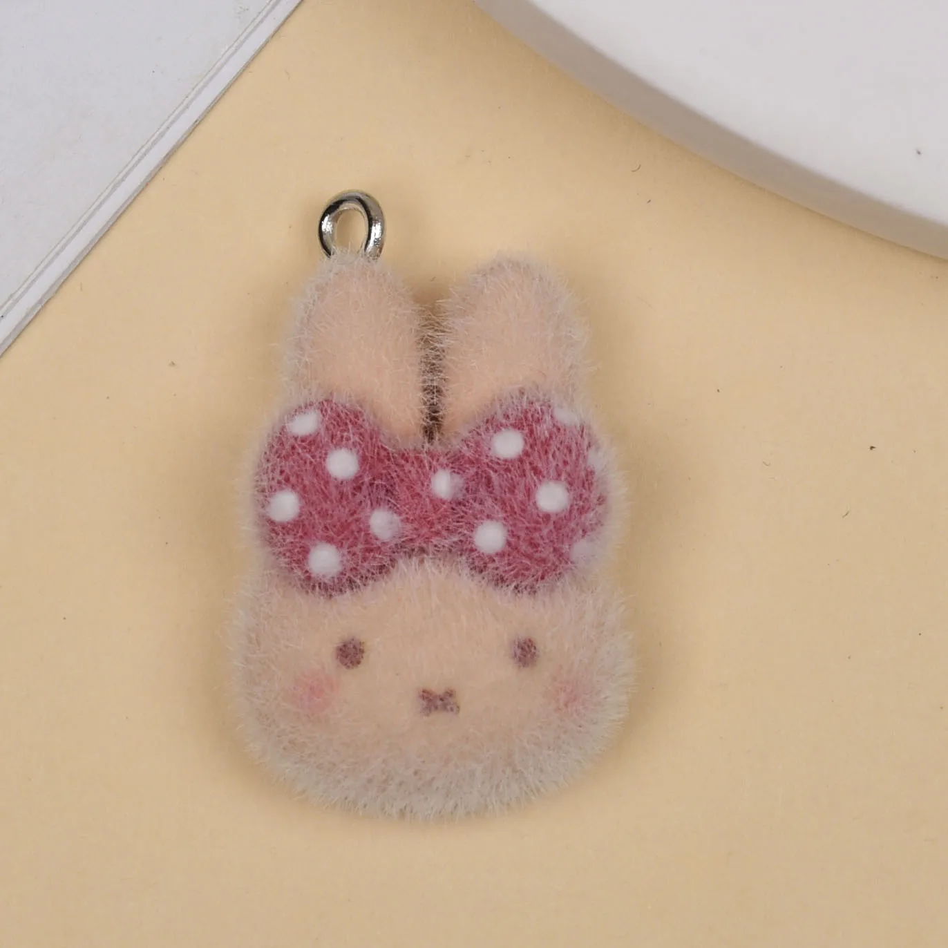10PCS Kawaii Miffy Flocking Rabbit Pendant DIY Mobile Pendant Keychain Luggage Accessories Materials Gift Toys
