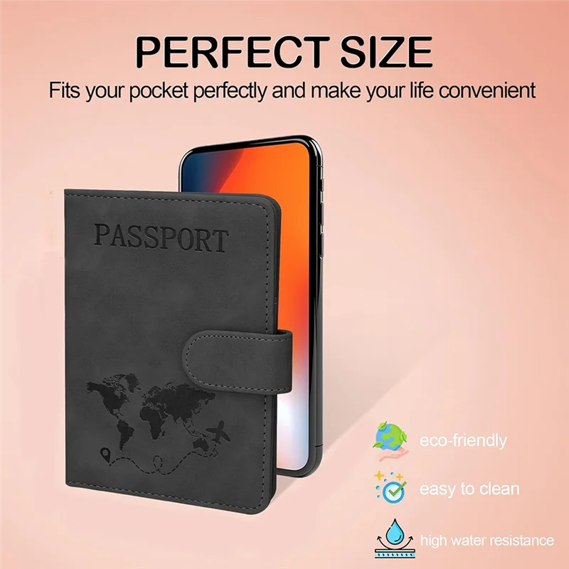

ABLK Passport Holders, PU Leather Bank Card Holder With RFID Blocking, For Travel Accessory Featuring Magnetic Buckle