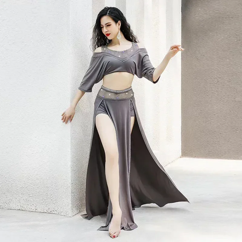 Belly Dance Training Clothes Oriental  2023 New Fashion Hot Edge Tassel Loose Ice Silk Performance Group Dress Female