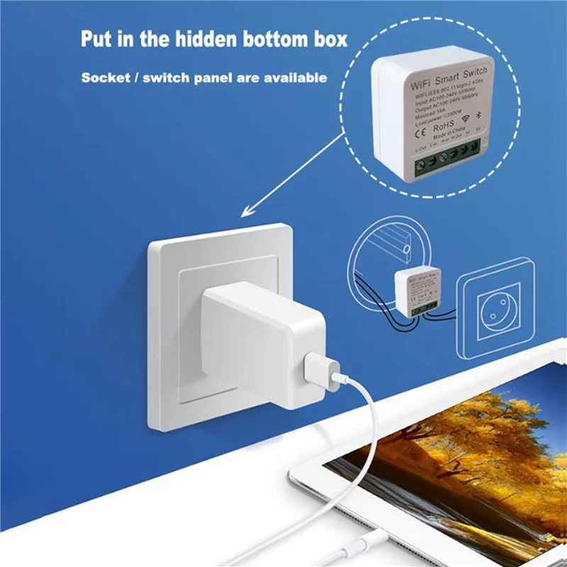 

ABZW 4X Tuya 16A Wi-Fi MINI умный переключатель DIY управление реле таймер для умной жизни для дома Яндекс
