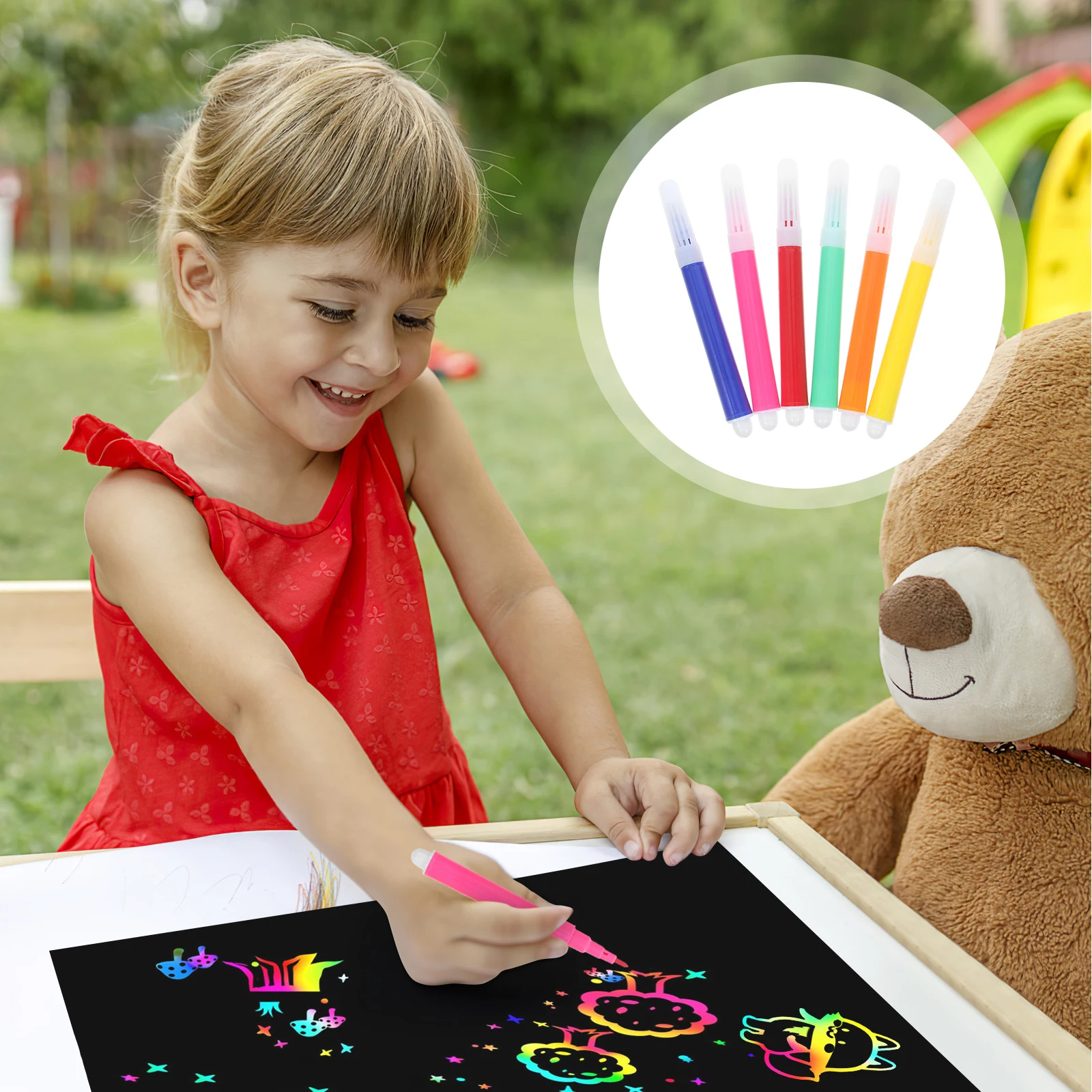 

12 упаковок мелков, ручки-раскраски, цветные карандаши, маркеры для ткани, граффити, рисунок кроликов, краска