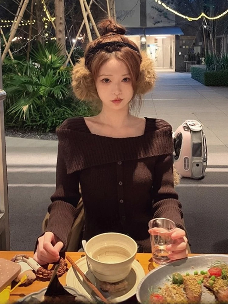 Ele suéter de malha de manga comprida de um ombro feminino slim fit camada base irt commute sle outono inverno design exclusivo