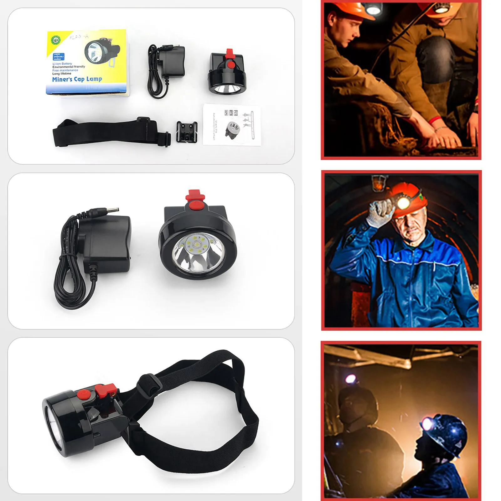 1W Mining Lamp Kl2.8lm Integrated Miners Headlamp LED Cordless High Power Miner Lamp High/middle/low