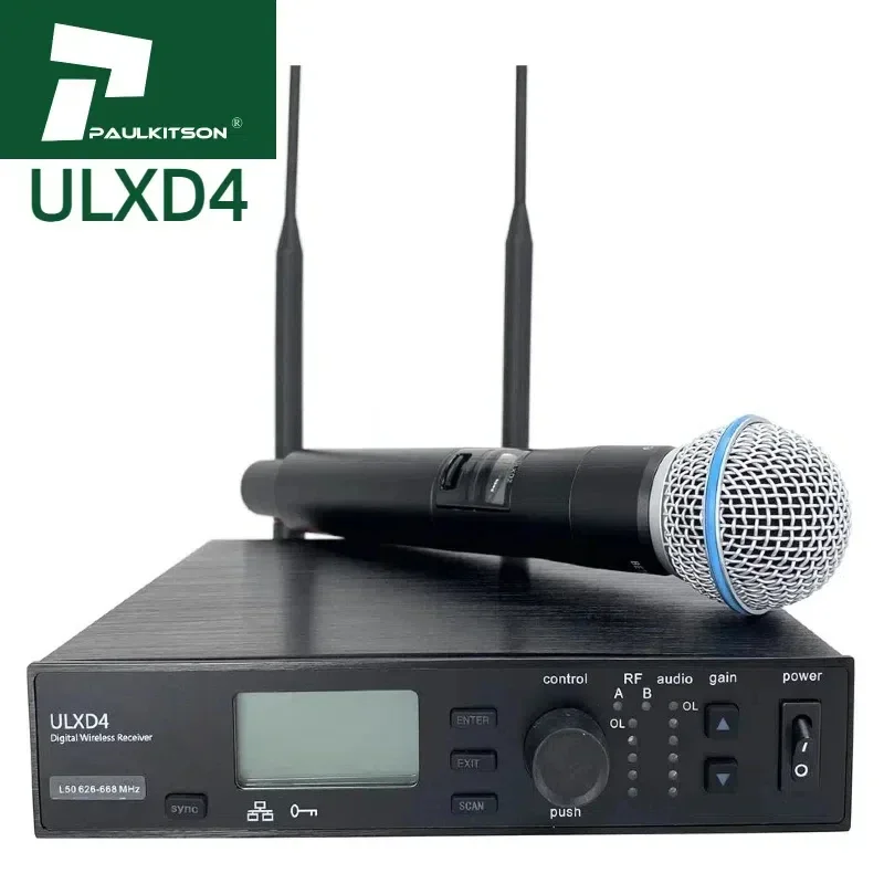 

Paulkitson ULXD4 Wireless Microphone System BETA58A BETA87A S58 Uhf Wireless Handheld Karaoke Professional Audio Equipment