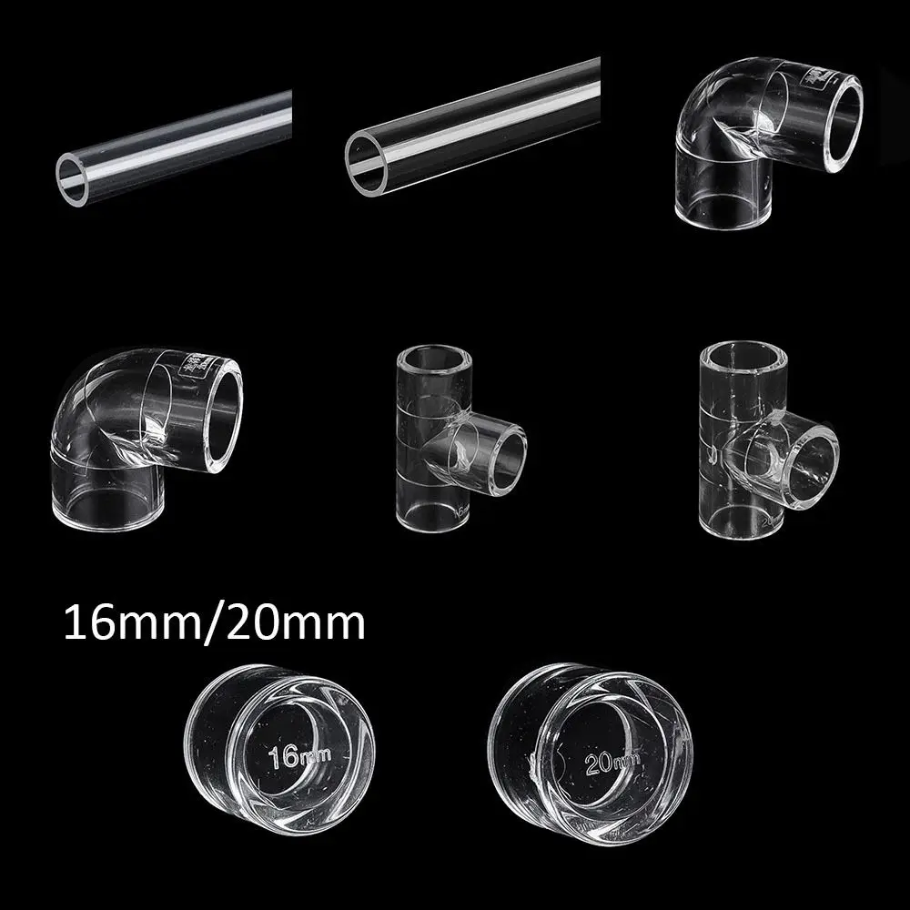 16 20 مللي متر تجهيزات أنابيب الاكريليك 90 درجة الكوع شفافة شبكي حوض للأسماك حديقة مشتركة واضح المحملة موصلات