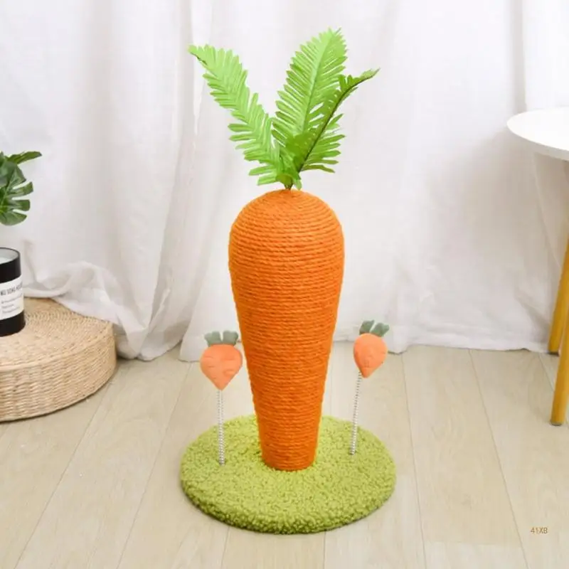 

41XB for Cat Scratching Post Sisal Tree Scratchers Carrot Design for Kitte