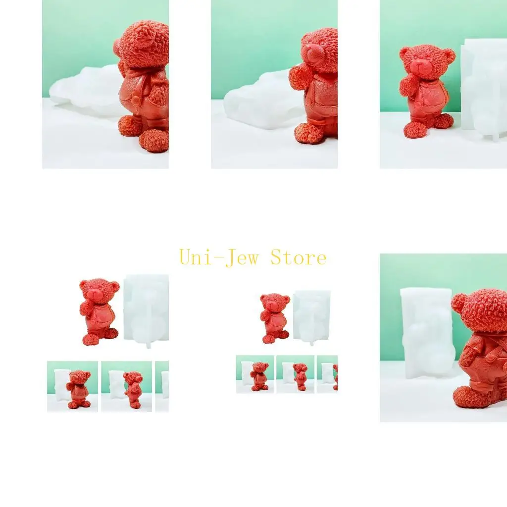 40GB Bear Ornaments Dripping Mold Diy Gypsum Ornaments Stereo Standing Bear Silicone Mold