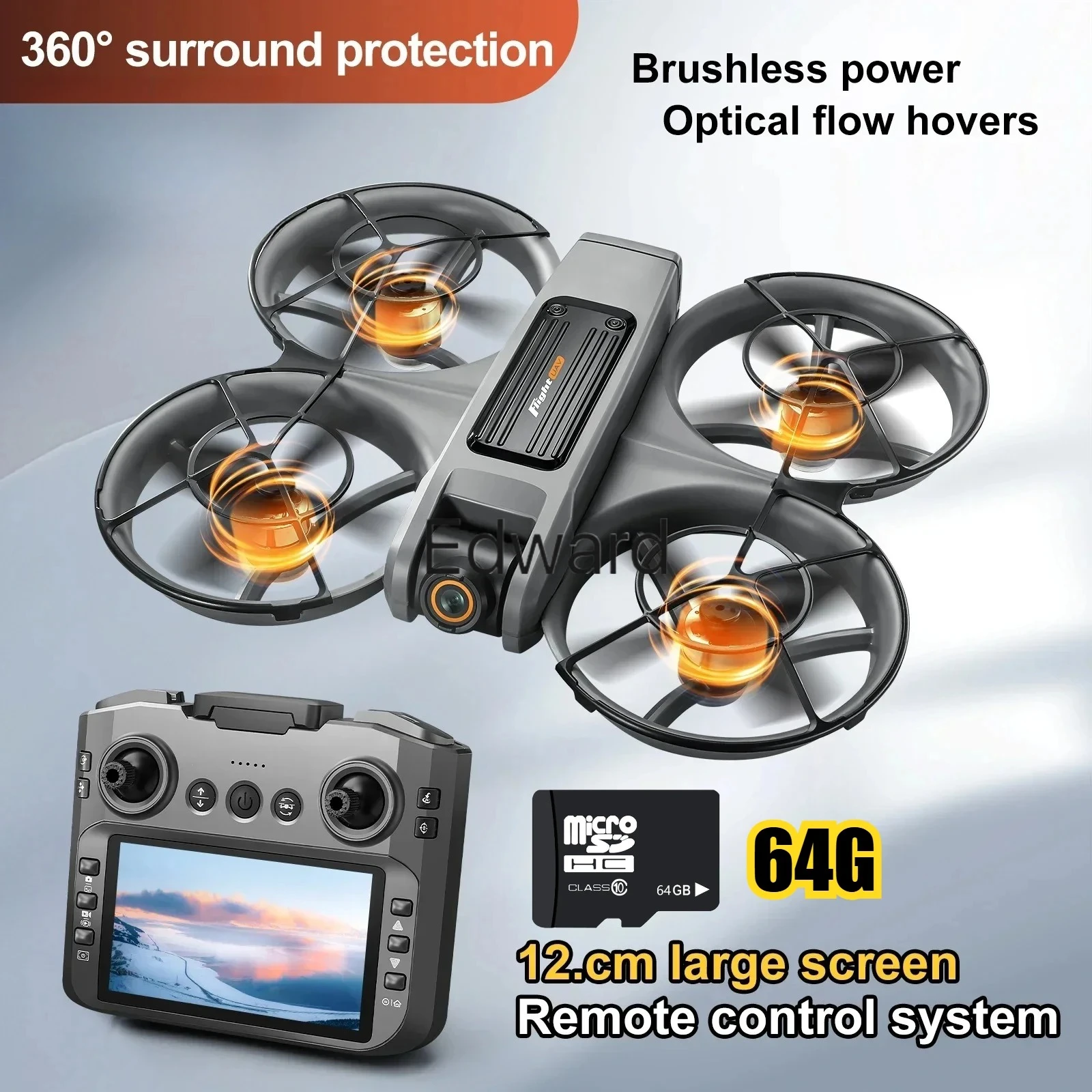 

Original large screen control brushless motor optical flow positioning drone comes with a64GB storage card asagift 4k drone