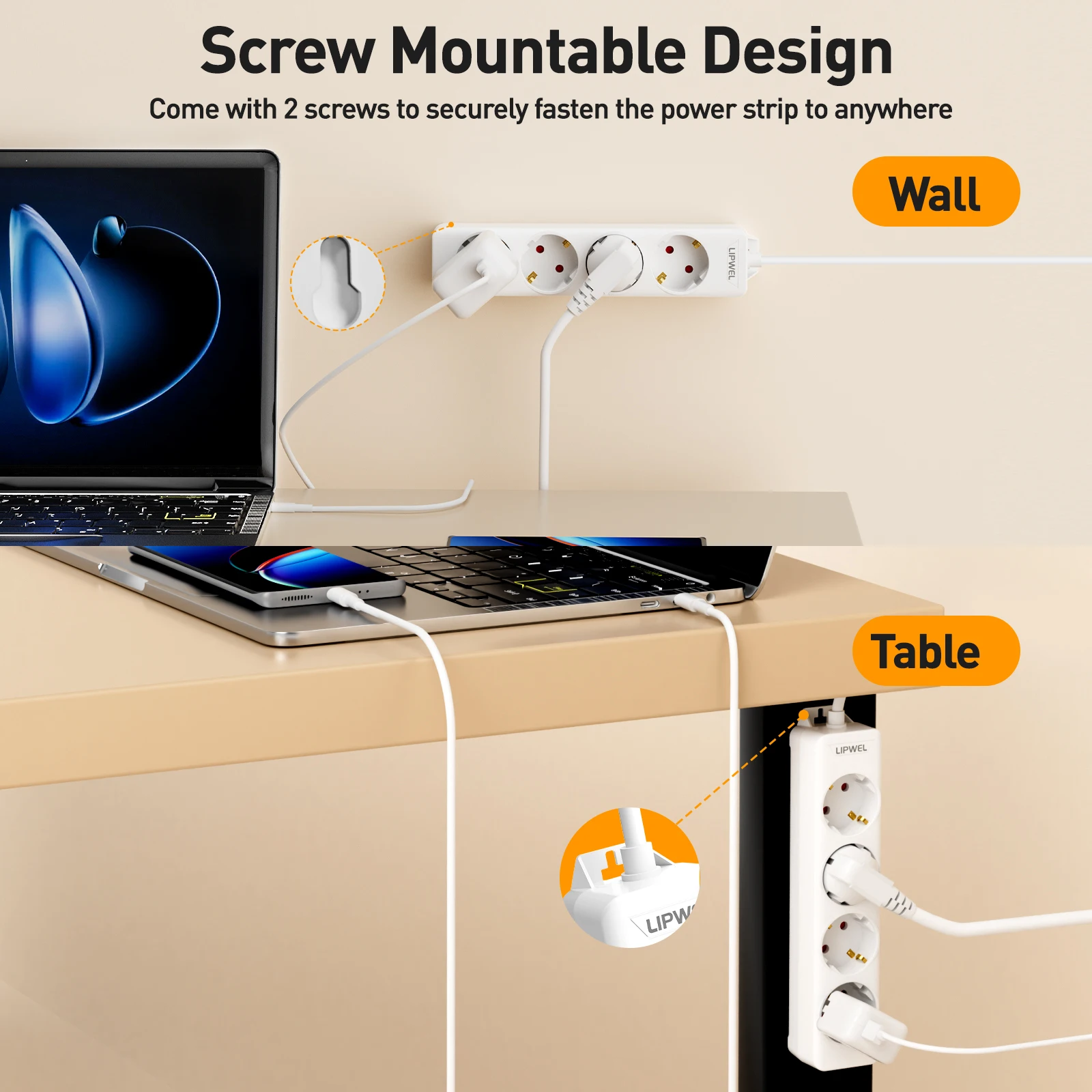 شريط طاقة بمقبس أوروبي من الأسلاك النحاسية السميكة، موزع طاقة متعدد المنافذ مع أحجام مقابس مختلفة، حل طاقة موثوق به