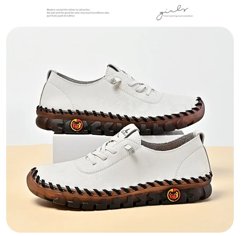 New Unique Oxford Shoes 43 44 Women's Split Leather Loafers Woman Orthopedic Moccasins Mother Designer Laced Daily Walking Flats