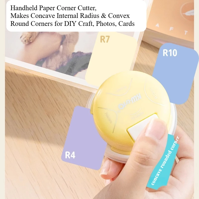 4‑in‑1 Corner Rounder Punch，MPaper Photo Card Chamfer & Round Corner Tool，Makes Concave Internal Radius & Convex Round Corners
