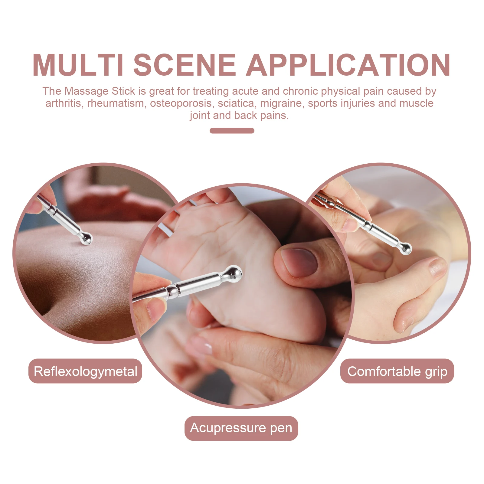 

Массажная палочка с двойной головкой, латунная акупрессурная ручка для облегчения триггерных точек глубоких тканей, инструмент для акупунктуры лица и тела