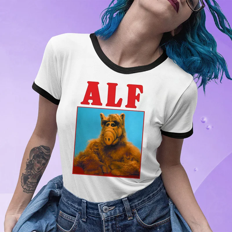 Alf tshirt męski streetwear odzież dla par ulzzang t-shirt kawaii harajuku