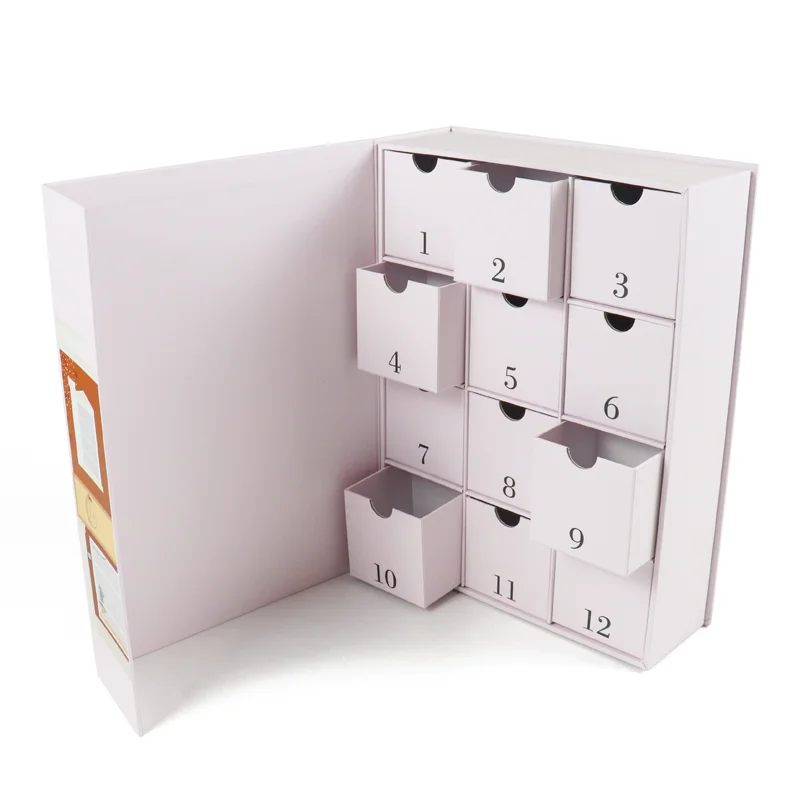 Customized query2ml Pink Square Sample Set 50ml MIT Triangular Shaped Box Christmas Advent Calendar Inner Cosmetic Drawer Recycl