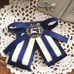 i-Remiel Original Handmade Elegant Court Style Rhinestone Bow Tie Brooch School Fabric Bows Ties Blouse Shirt Collar Accessories