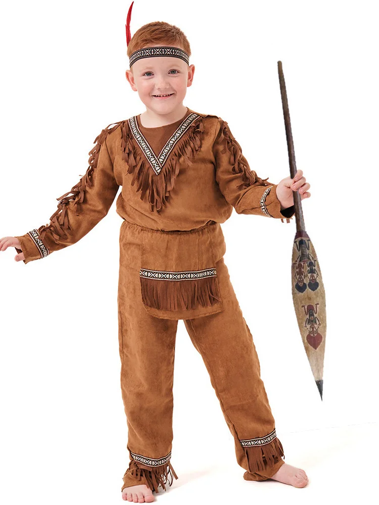 Kostium na Halloween, występ sceniczny, indygena, australijski, strój dziecięcy, wódz indygenów, autentyczna odzież etniczna