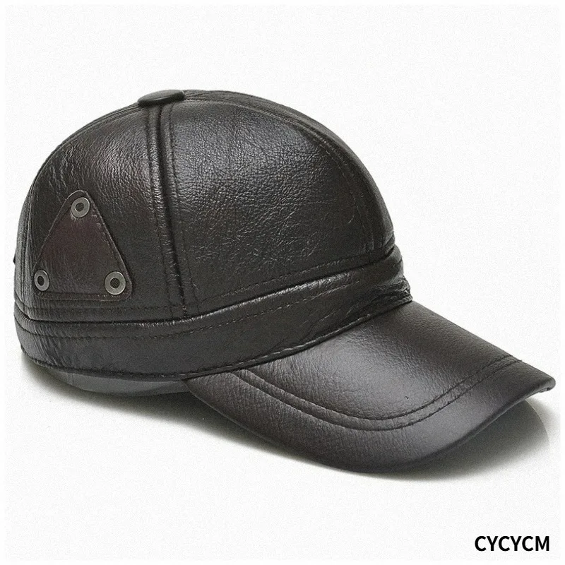 2025 New Style Men Brown Cow Leather Baseball Outdoor Real Leather Retro Hat Adjustable Real Cowhide Leather Baseball Cap