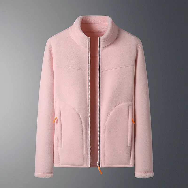 Double-sided Fleece Jacket Men Women Autumn Winter Windproof Warm Coral Velvet Coat Outdoor Hiking Camping Climbing Jackets