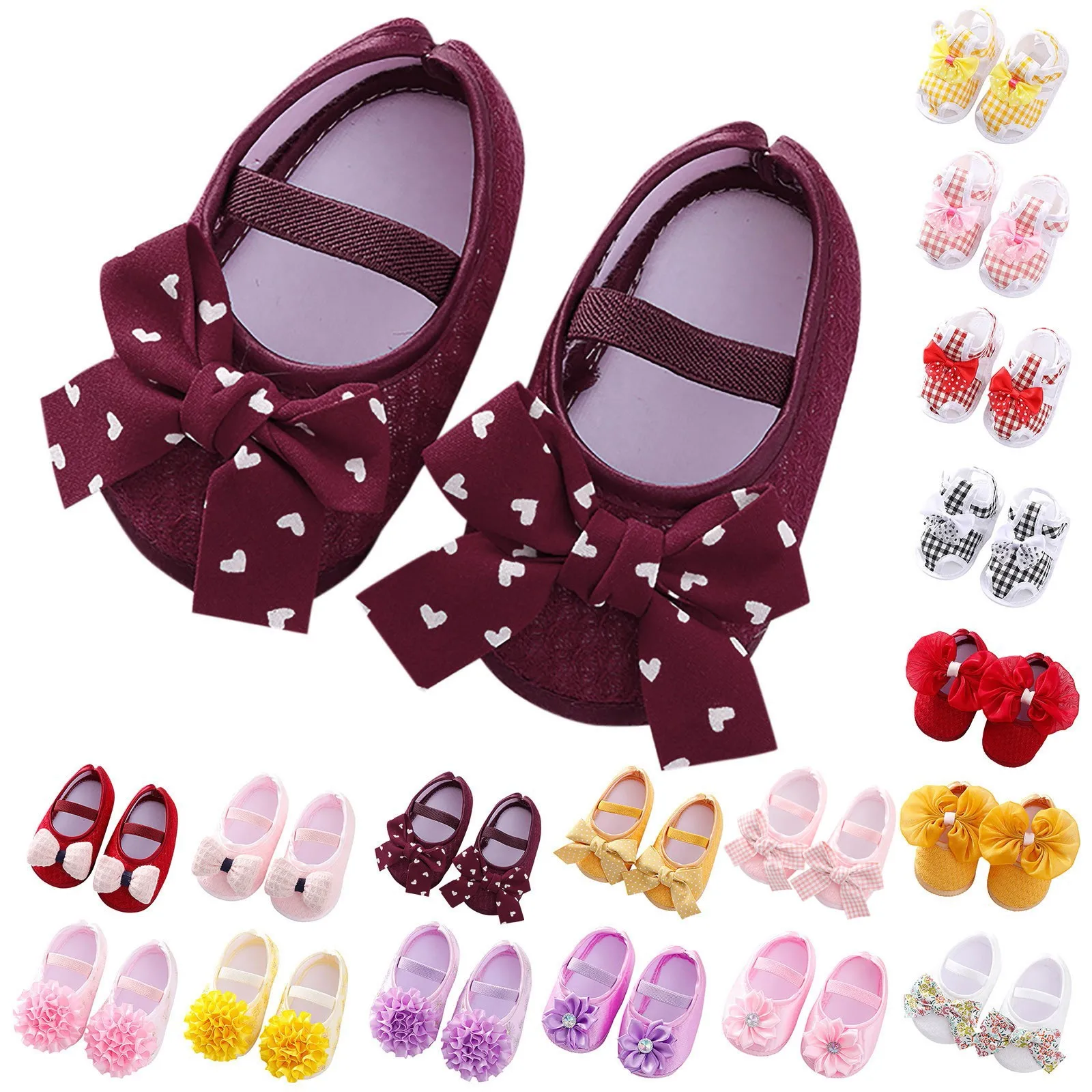 Zapatos de Boda de Princesa para recién nacidos, primeros caminantes para niños de 0 a 12 meses, zapatos planos con suela suave antideslizante para bebés, bonitos zapatos con lazo