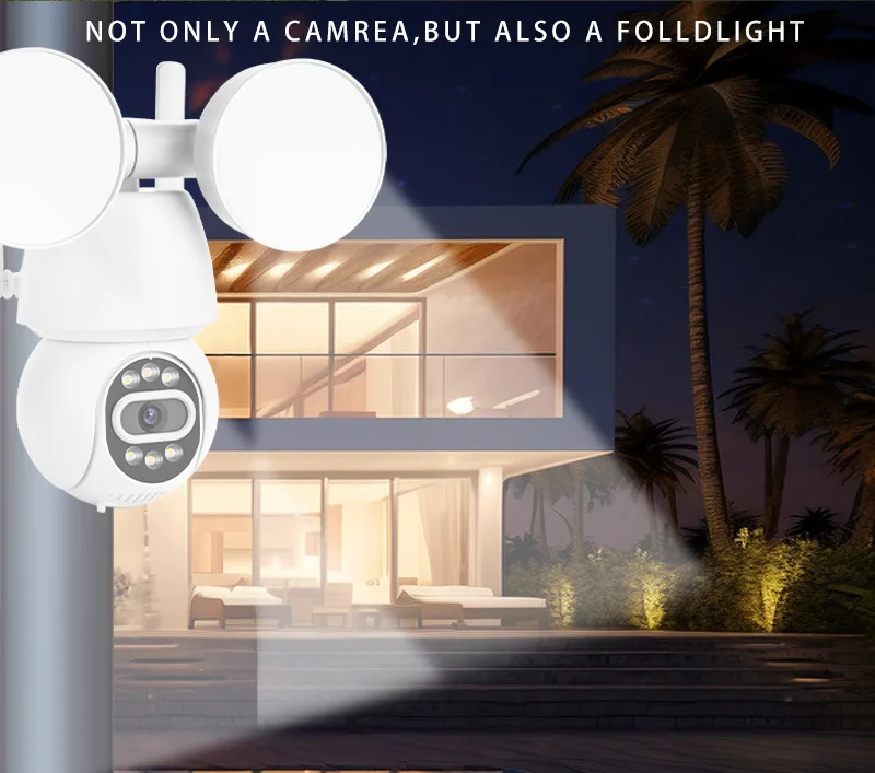 4MP 1440P  iCsee APP  Floodlight Full Color Warehouse Wireless PTZ IP Dome Camera AI Humanoid Detection Home Security Monitor