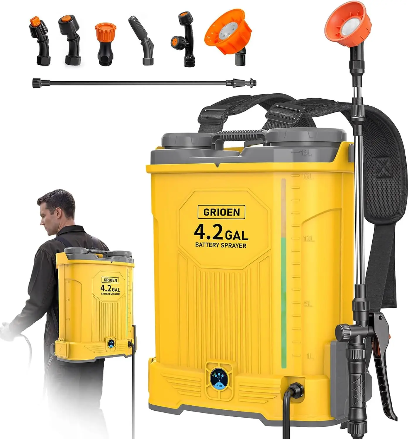 Battery Powered Backpack Sprayer Compatible 20V Battery 100 PSI Electric Weed Sprayer 4.2 Gallon Yard Garden Sprayer No Battery