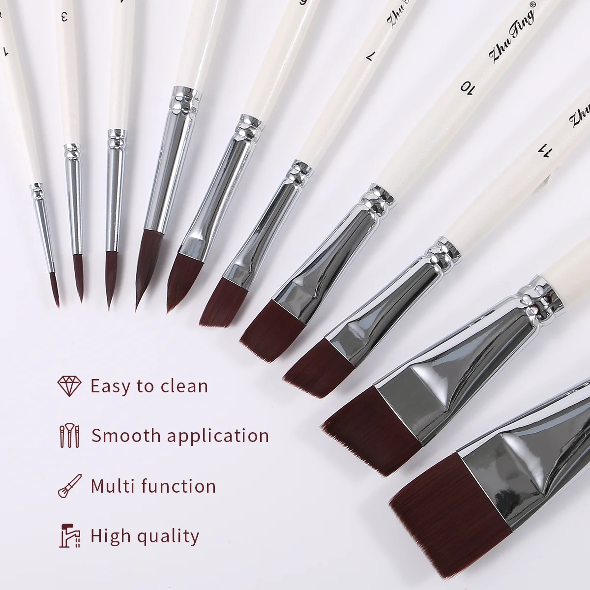 Pincel de pintura facial branco, pincel de qualidade profissional, conjunto de pincéis para pintura facial, aquarela, pintura a óleo acrílica