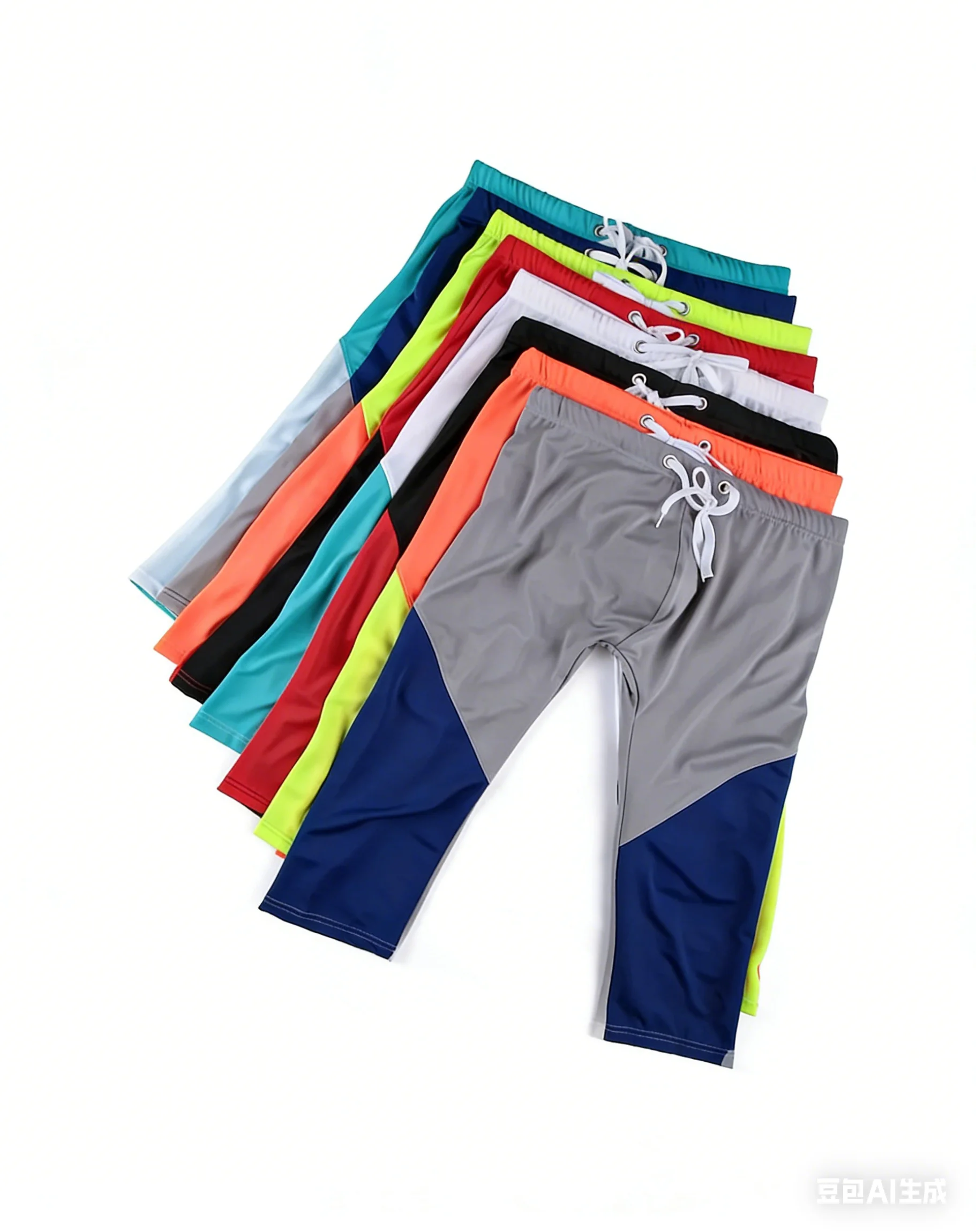 

Men's Black-Red Color Block 3/4 Leggings, Quick-Dry Swim Trunks for Beach & Gym, Athletic Casual Pants Male Fashion Daily Shorts