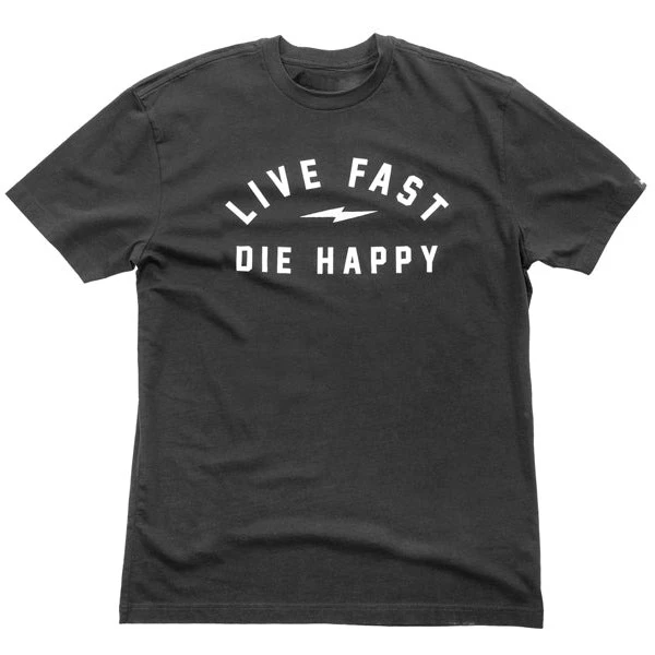 Live Fast Die Happy Lightning Retro Motorcycle Riding Brand Graphic Tee Cotton Mens Womens T-Shirt Outdoor Casual Top