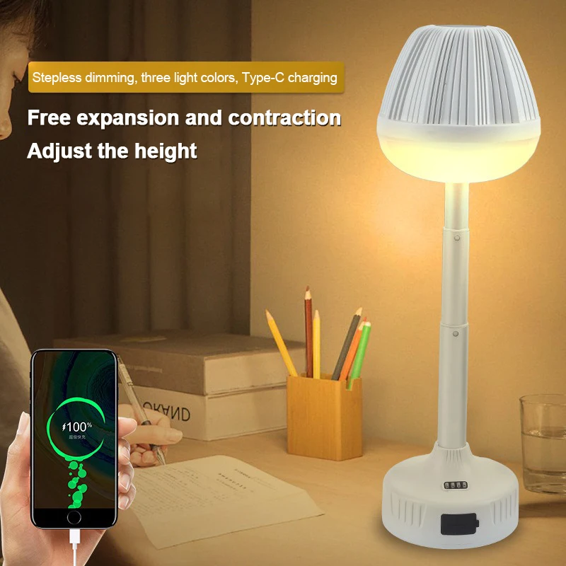 

Rechargeable Table Lamp With Adjustable Height Portable Wireless Touch Desktop Night Light For Bedroom Desk Study Reading Lamp