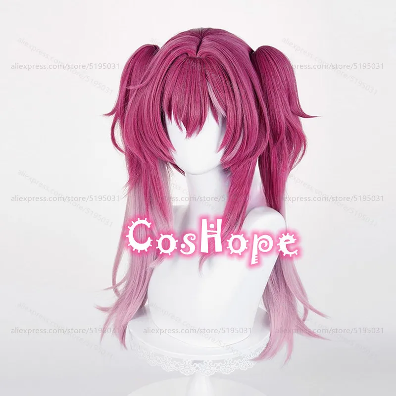 Lupa Cosplay Wig with Double Ponytails Rose Pink Gradient Wig Cosplay Anime Heat Resistant Synthetic Wigs for Halloween Costume