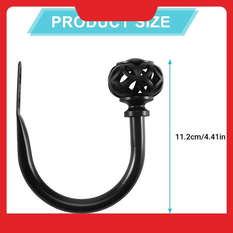 1 Pair Of Metal Curtain Hooks - Retro Wall Mounted Curtain Hold Back Tiebacks Wall Hook Tassel Drapery Holder (Black)
