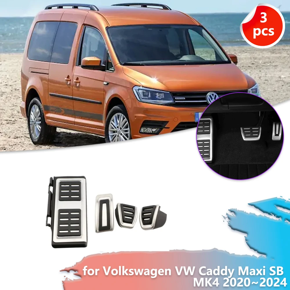 Pedal de freno de Gas de coche para Volkswagen VW Caddy Maxi Kombi SB MK4 2020 ~ 2025 accesorios de cubierta de pie de reposapiés de aleación antideslizante de goma