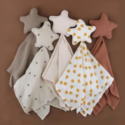 Mới Sinh Ra Làm Dịu Xoa Dịu Khăn 100% Cotton Hữu Cơ Mặt Trăng Sao Đồ Chơi Ins Bé Thoải Mái Đáng Yêu Muslin An Ninh Chăn