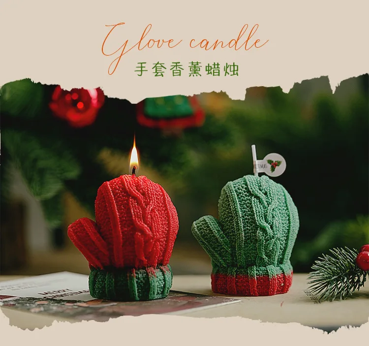 Christmas Home Decorations, Handmade Gift Ideas, Creative Scented Candles, Christmas Gloves with Lasting Fragrance