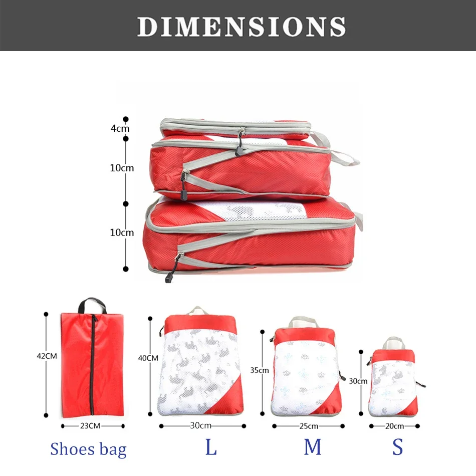 4-piece Set Travel Bag Organizer Clothes Luggage Travel Organizer Blanket Shoes Organizers Bag Suitcase Pouch Packing Cubes