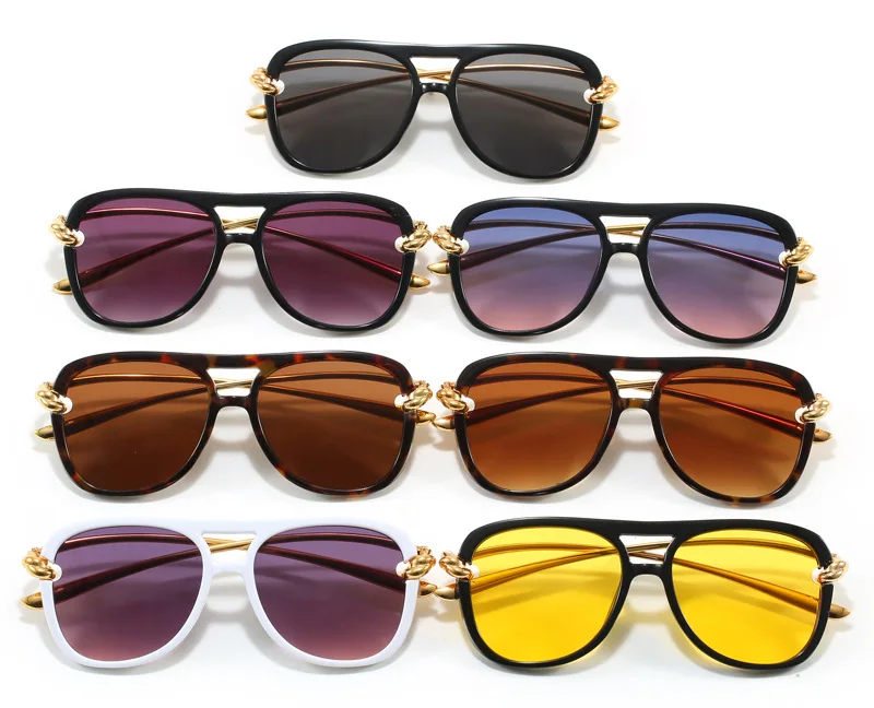Vintage Knoten Bein Oversize Quadratische Cat Eye Sonnenbrille für Frauen Neue Mode Legierung Schwarz Gradienten Sonnenbrille Damen Elegante Shades – Detail 4