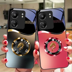 Gradient Circle Dragon For Xiaomi Redmi 13C Note13 12 Pro Plus 5G Note 9 13T Pro POCO X6 F5 F6 Black Tempered Glass Phone Case