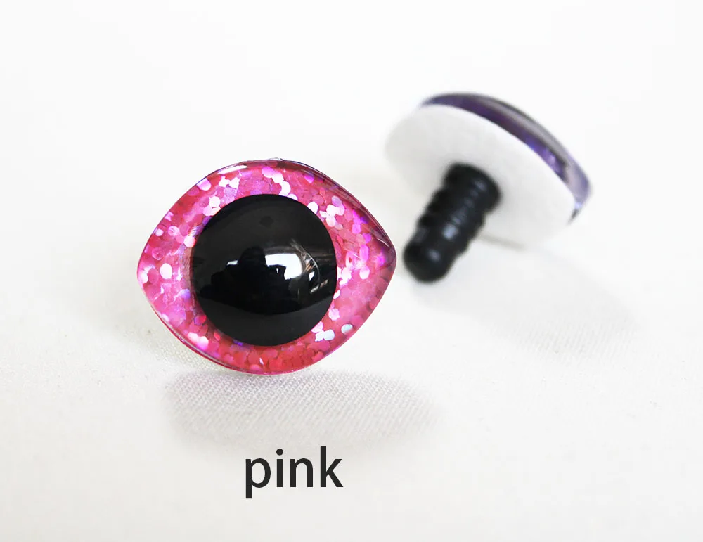 10pcs new design  28x23mm 20x23mm Oval shape 3D Glitter clear safety toy eyes with back washers--B11