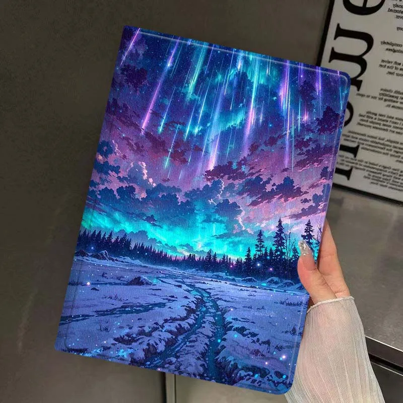 Aurora Mountain Night For iPad Pro Mini Air 1 2 3 4 5 6 7 10 11 th 8 9 gen 11 M4 M5 Foldable Tablet Case Cover