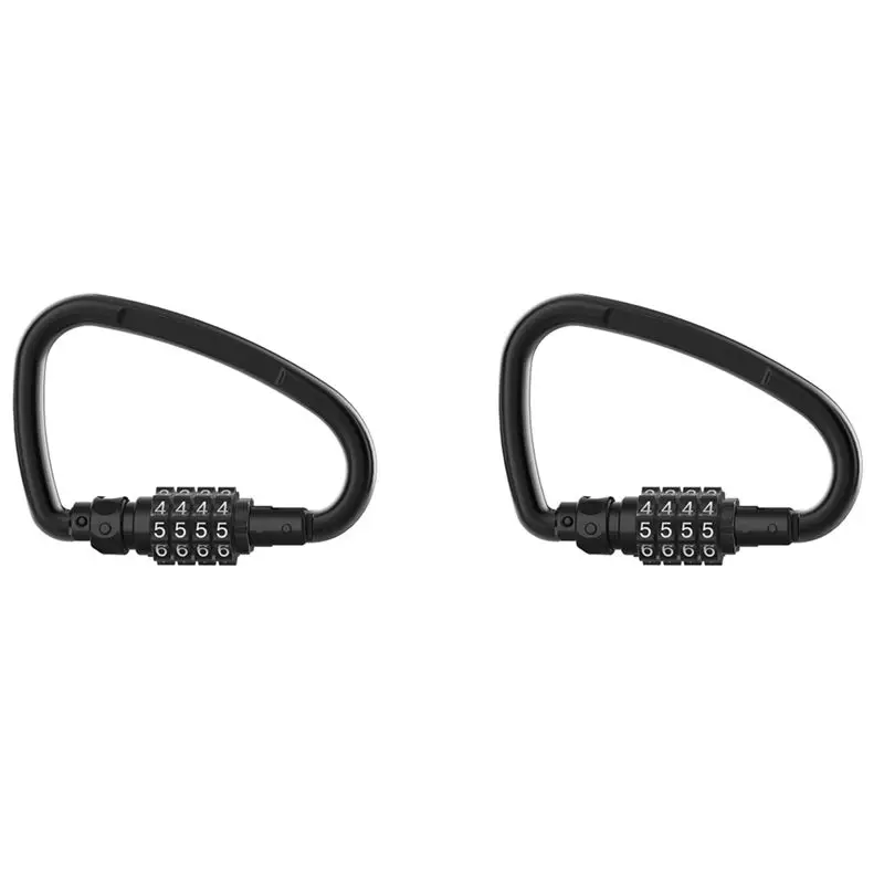 2X Combination Locks, 4-Digit Heavy Duty Carabiner Clips, D-Shaped Code Lock For Looped Bike Security Cable Lock-[LUCK 9]