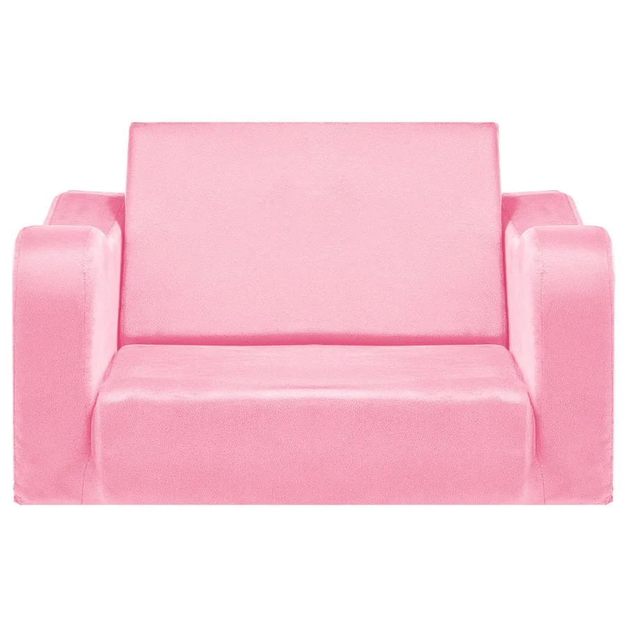 2-in-1 소파 접이식 유아용 소프트 카우치, 팔걸이 포함, 28D 스펀지 및 짧은 털로 제작, 유아용 의자에서 라운저로 변형 가능