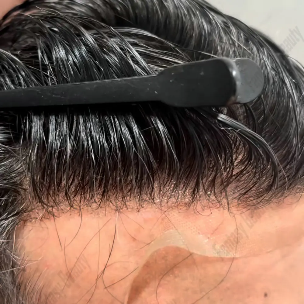 

Invisiable Q6Lace Toupee Men Europe Human Hair Breathable Swiss Lace Front Men Hair Replacement System Natural Hairline Prothesi