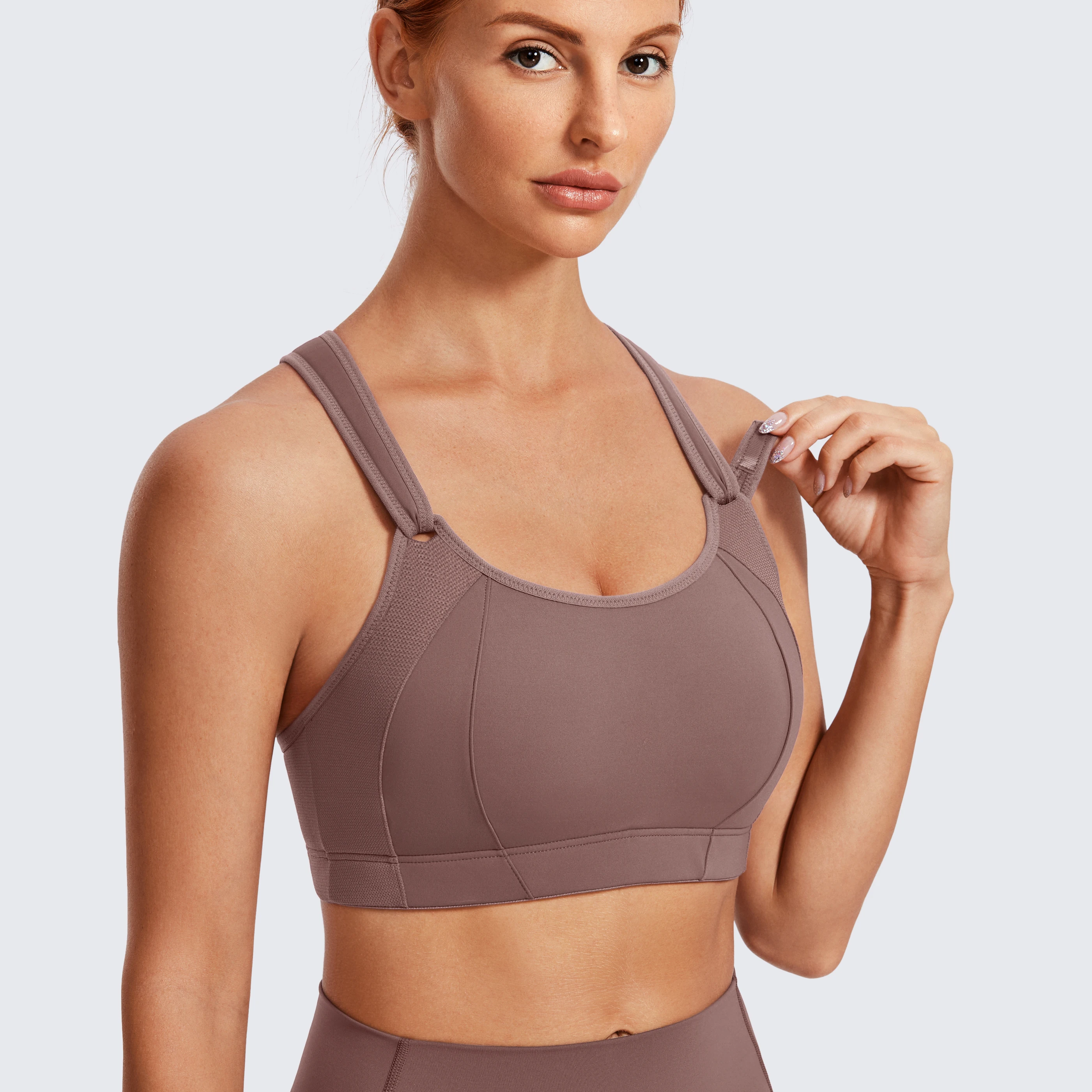 Reggiseno sportivo anteriore regolabile ad alto impatto supporto leggermente imbottito Wireless Racerback donna allenamento reggiseni da corsa siere top reggiseni