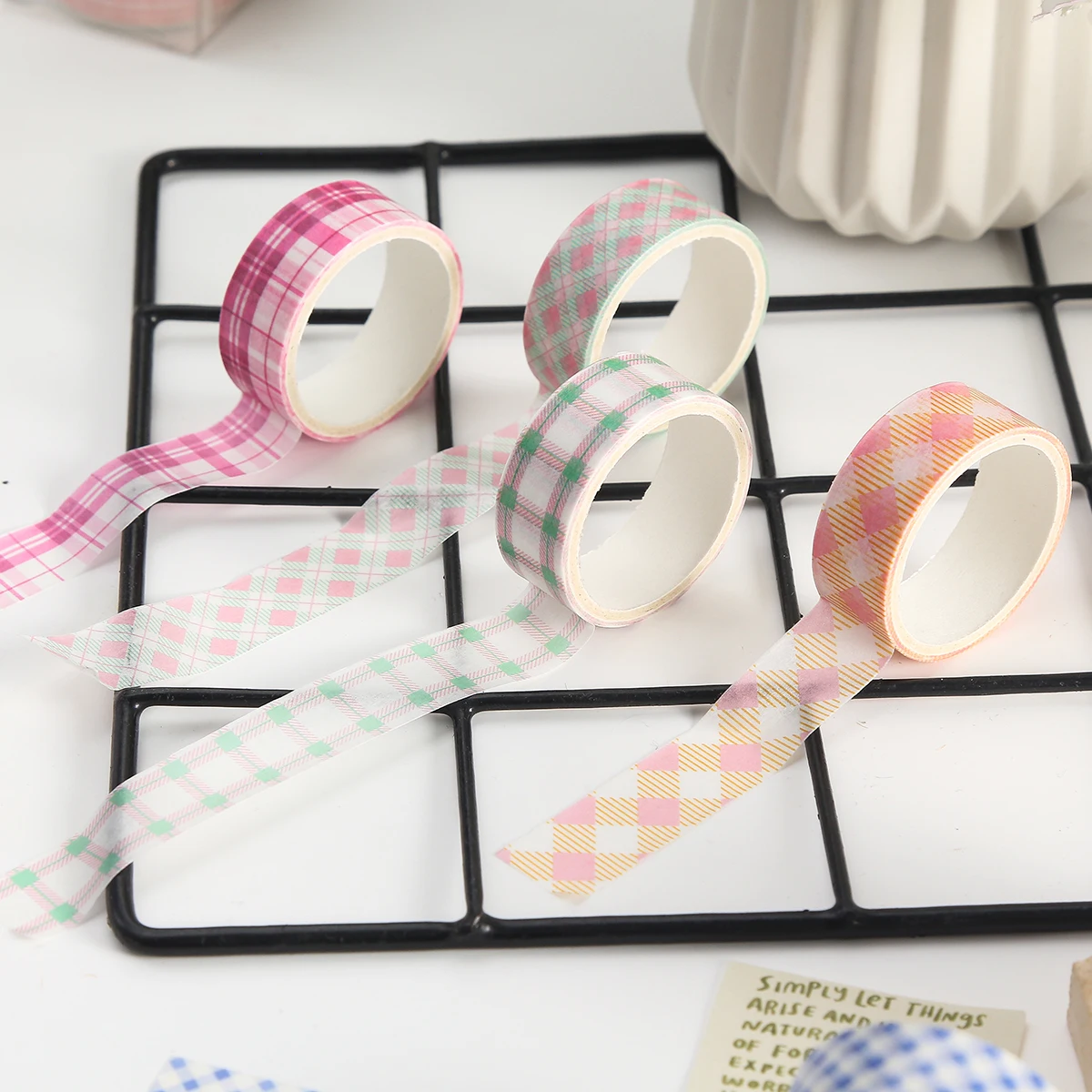 Cute Retro Plaid Washi Tape Set, DIY Scrapbook Stickers, Notebooks, Holiday Decoration Supplies, Student Back-to-School Supplies view 4