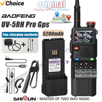 Baofeng UV-5RH Pro GPS Walkie Talkie Original 5200mAh Battery High Capacity 10W Type-C Charging AM FM NOAA Upgrade UV-5RM Radio
