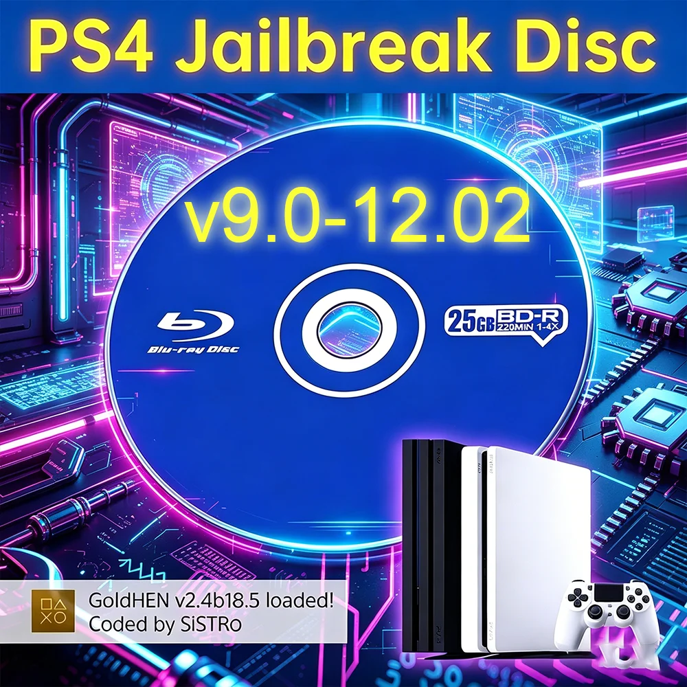 Disco de Jailbreak Ultimate para PS4 con Bootable Gold Disc y Payload para 12.02, para Homebrew y Copias de Seguridad de Juegos, Todo en Uno