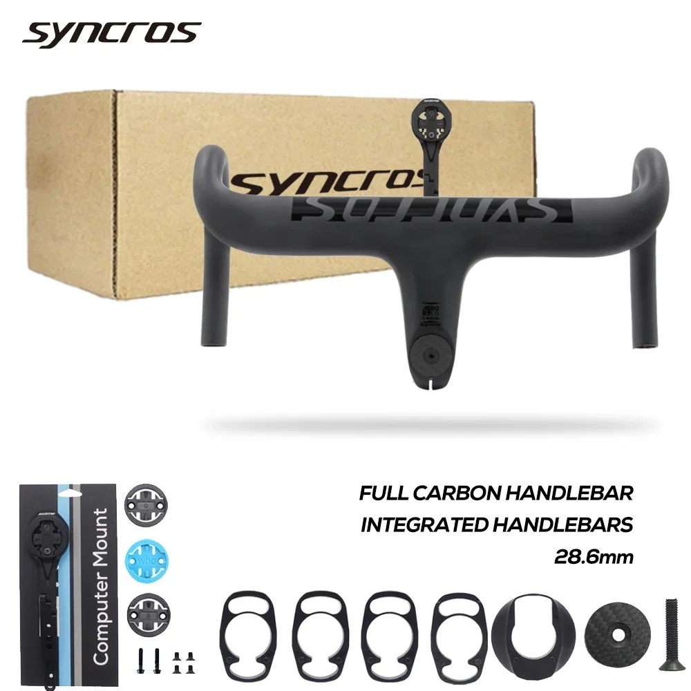 

Syncros Internal Cable Integrated Bicycle Handlebar,Full Carbon Fiber -10° Road Bike Cockpit With Spacers,Fork steerer 28.6mm