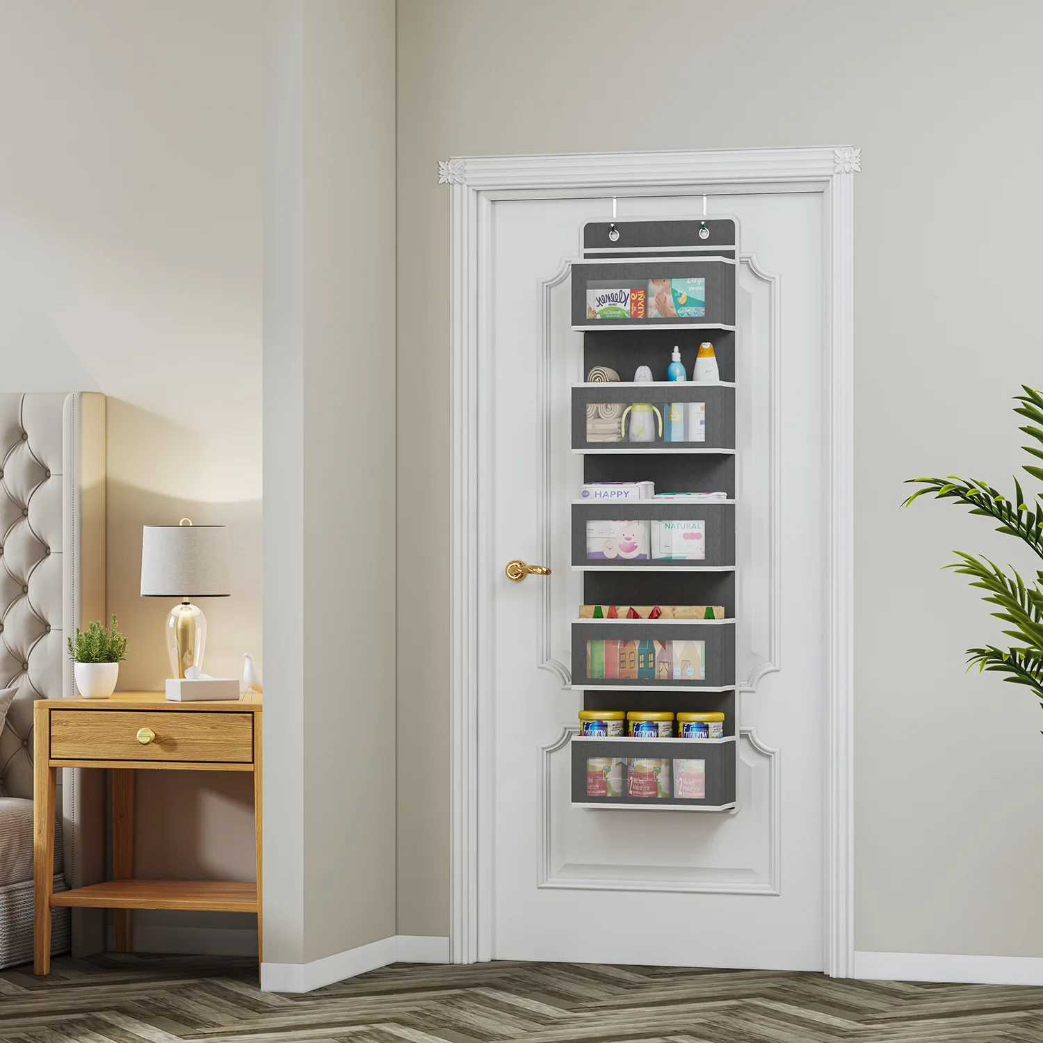 5-Shelf Hanging Storage Organizer - Behind Door, Anti-Tilt, 5 Large Capacity Pockets, Suitable for Bedroom, Bathroom