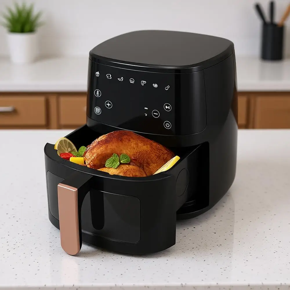 Freidora de Aire 8 en 1 con Capacidad de 4.1 QT, Asar, Recalentar, Deshidratar, Tecnología Air Crisp, 400 ° Canasta y Bandeja para Freír Antiadherentes