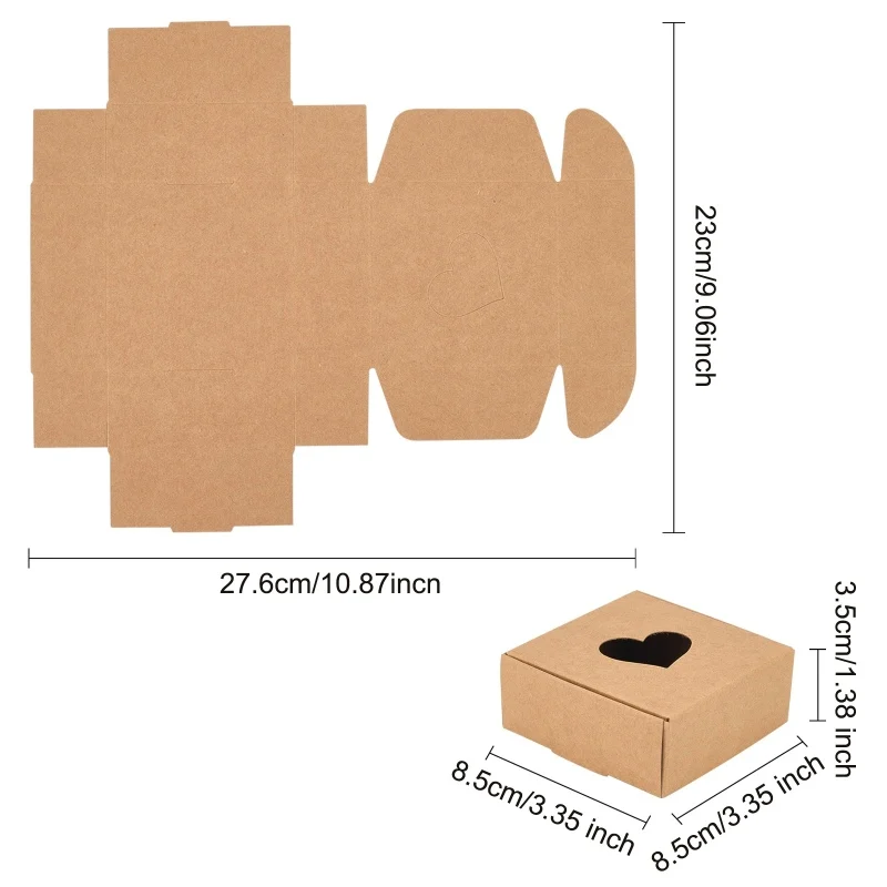 Small Square Kraft Ring Earring Box, 12 Pack